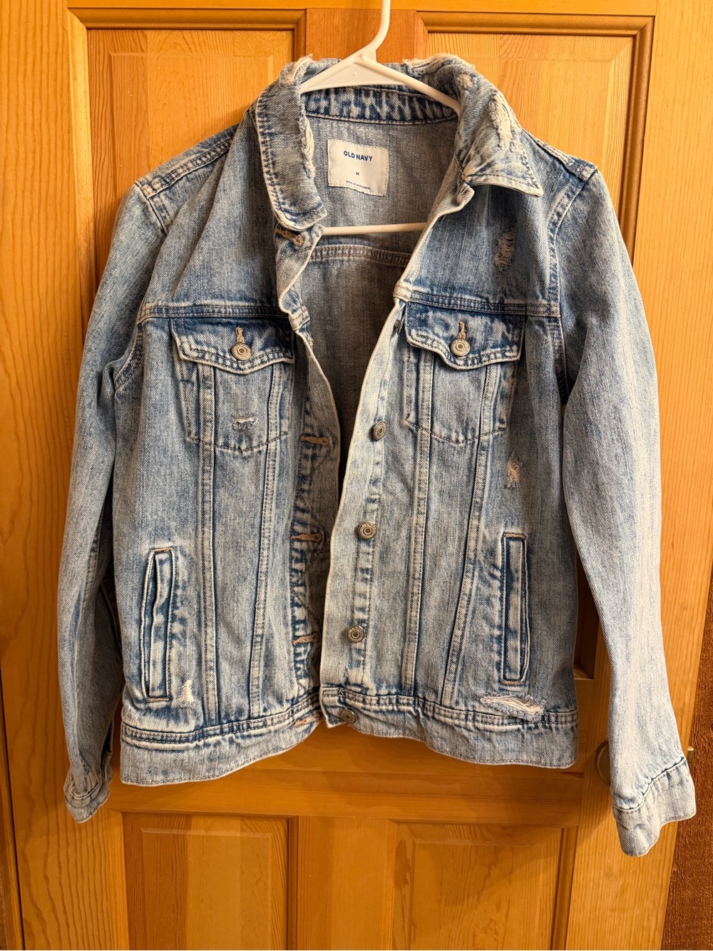 Old Navy Distressed Light Blue Denim Jacket